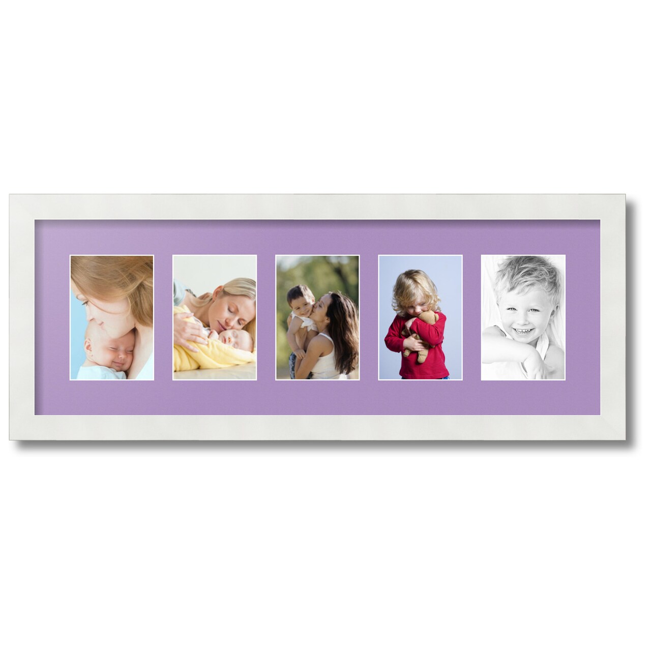 ArtToFrames Collage Photo Picture Frame with 5 - 4x6 inch Openings, Framed in White with Over 62 Mat Color Options and Plexi Glass (CSM-3966-153)